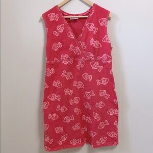 Vintage Fresh Produce Crossover Coral Pink Fish Sleeveless Crossover Dress XL